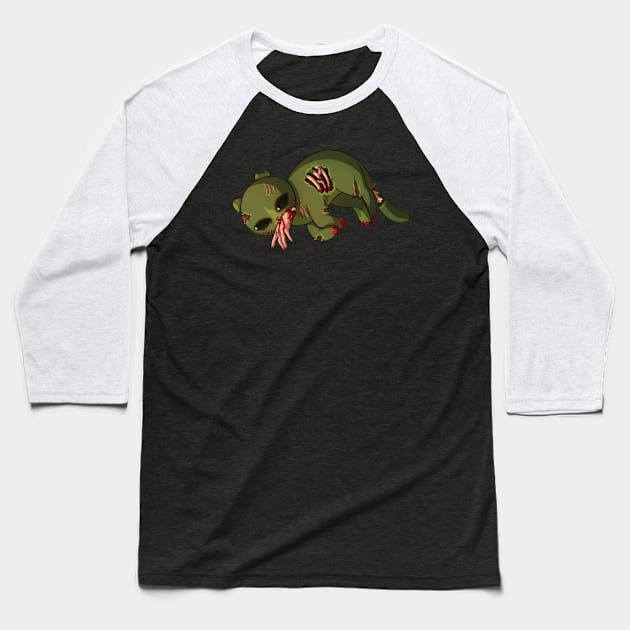 Zombie Kitten Baseball T-Shirt by byolith